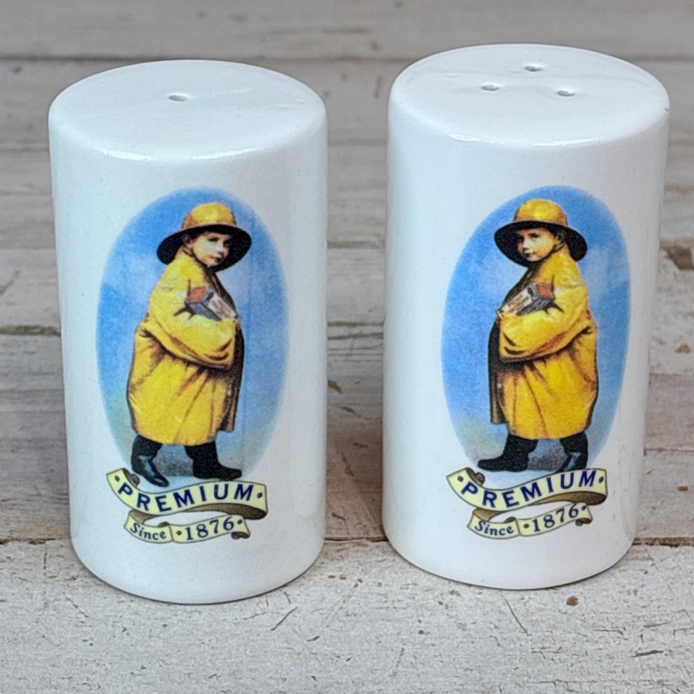 Vintage Morton Premium Salt Boy Salt and Pepper Shakers